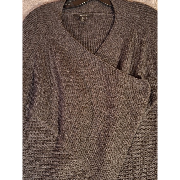 Tahari Womens Charcoal Gray 100% Merino Wool Open Front Cardigan Sweater Large - Picture 8 of 12